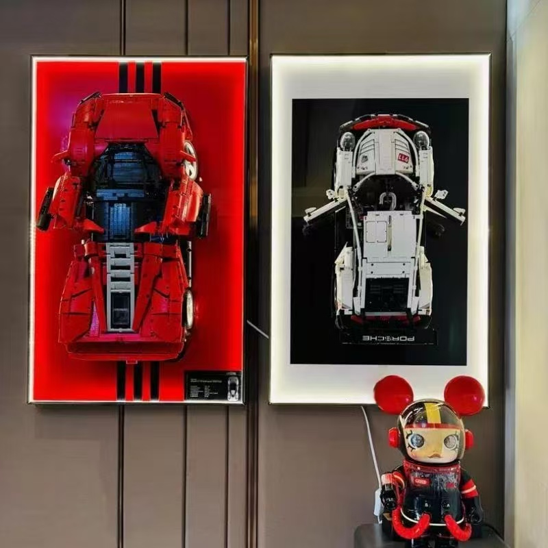 Model Kit Ferrari - ディスプレイウォールボード壁のみ、レゴテクニカルフェラリーデイトナSP3 42143スーパーカーモデルビルディングブロックレンガおもちゃに適しています。