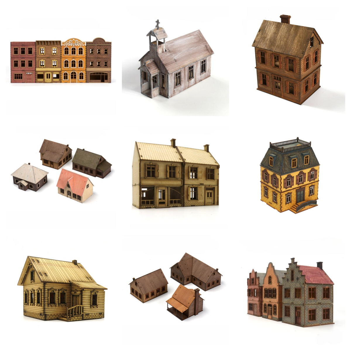 Model Kit Simulator - 1/72 木製組み立てハウス ヨーロッパ建築 ロウハウス 店舗 教会