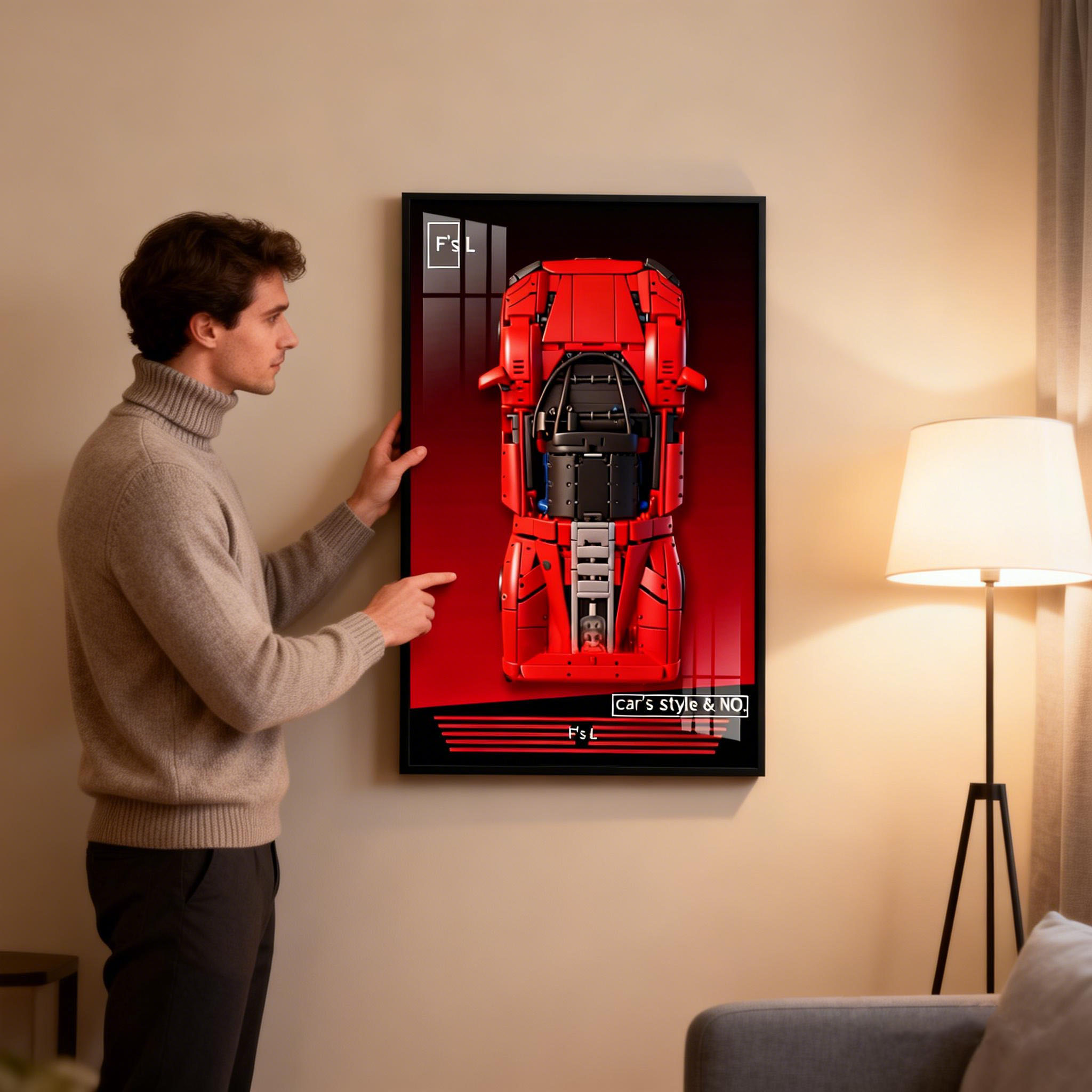新しいフォトフレームディスプレイウォールボード レゴ4214 - Model Kit Ferrari のレビューと価格