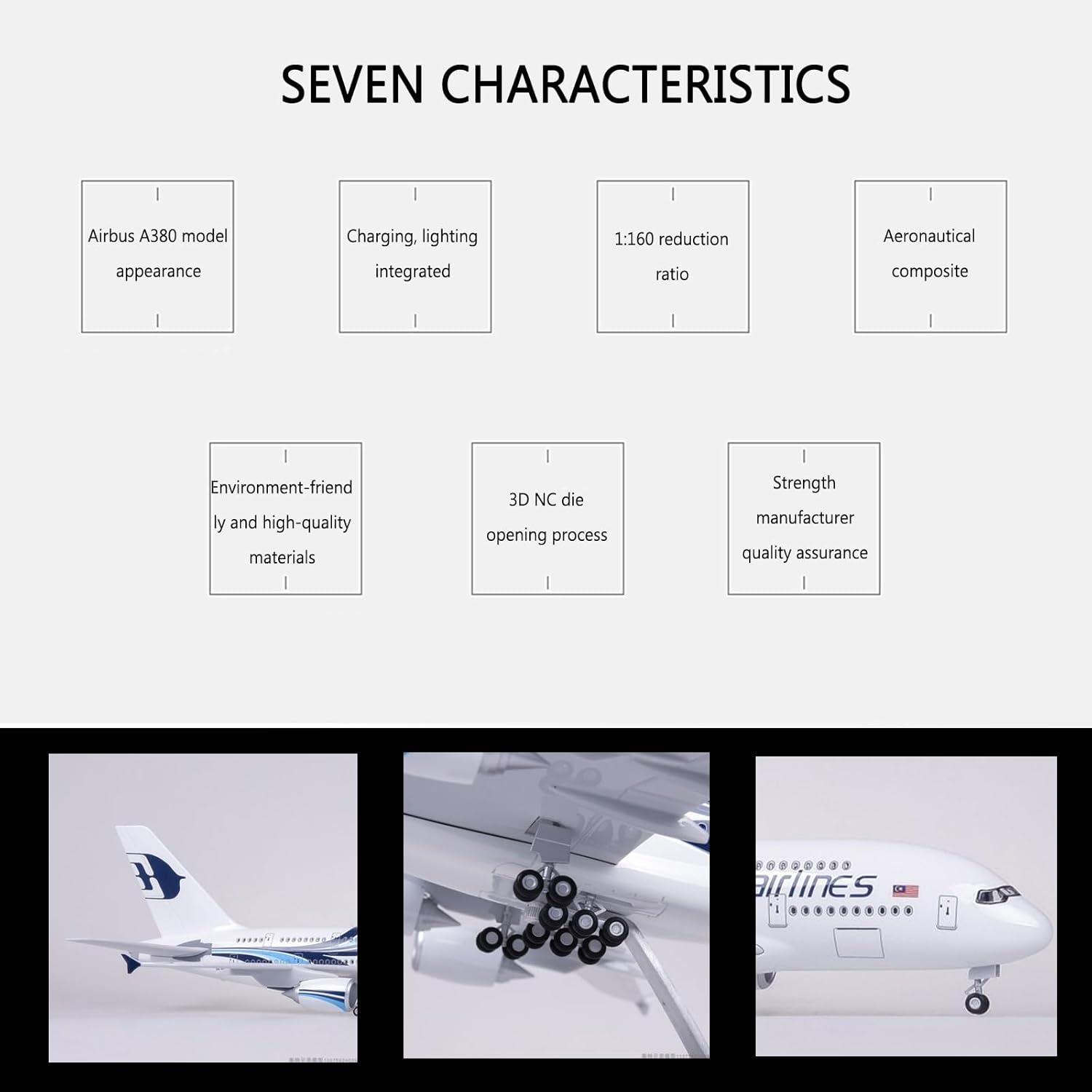 1:160 スケールマレーシア航空 A380 金属飛行機モデ - Model Kit Simulator のレビューと価格